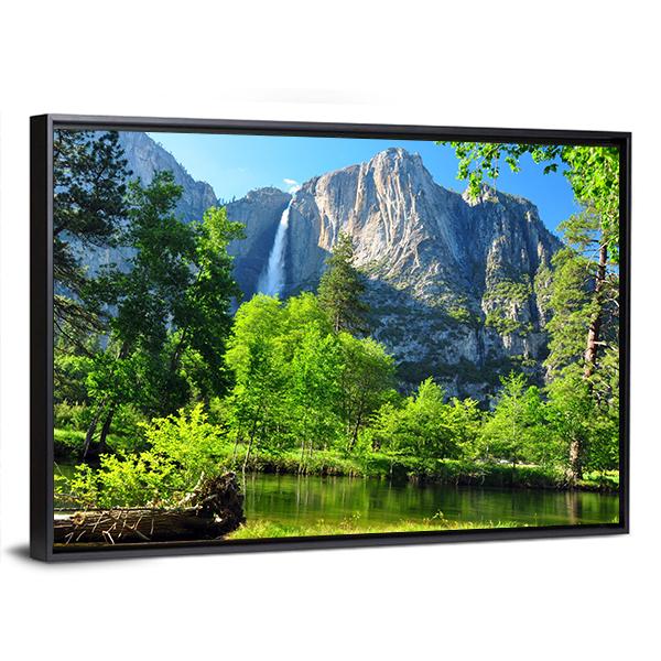 Upper Yosemite Falls In California Canvas Wall Art-3 Horizontal-Gallery Wrap-25" x 16"-Tiaracle