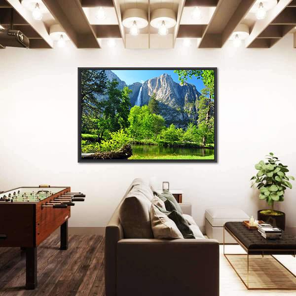 Upper Yosemite Falls In California Canvas Wall Art-3 Horizontal-Gallery Wrap-25" x 16"-Tiaracle