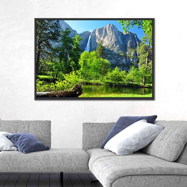 Upper Yosemite Falls In California Canvas Wall Art-3 Horizontal-Gallery Wrap-25" x 16"-Tiaracle