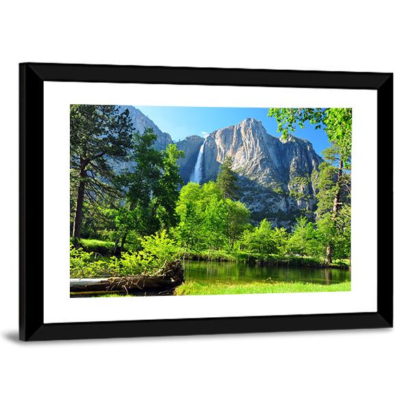 Upper Yosemite Falls In California Canvas Wall Art-3 Horizontal-Gallery Wrap-25" x 16"-Tiaracle
