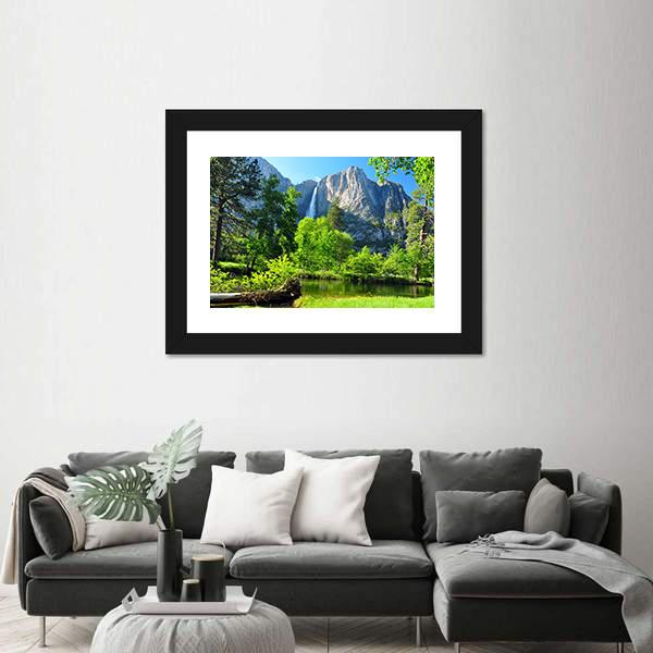 Upper Yosemite Falls In California Canvas Wall Art-3 Horizontal-Gallery Wrap-25" x 16"-Tiaracle