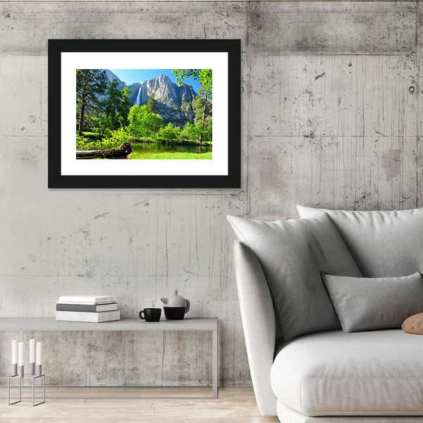 Upper Yosemite Falls In California Canvas Wall Art-3 Horizontal-Gallery Wrap-25" x 16"-Tiaracle