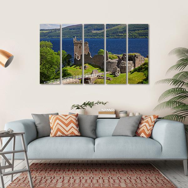 Urquhart Castle Near Loch Ness Lake Canvas Wall Art-5 Horizontal-Gallery Wrap-22" x 12"-Tiaracle