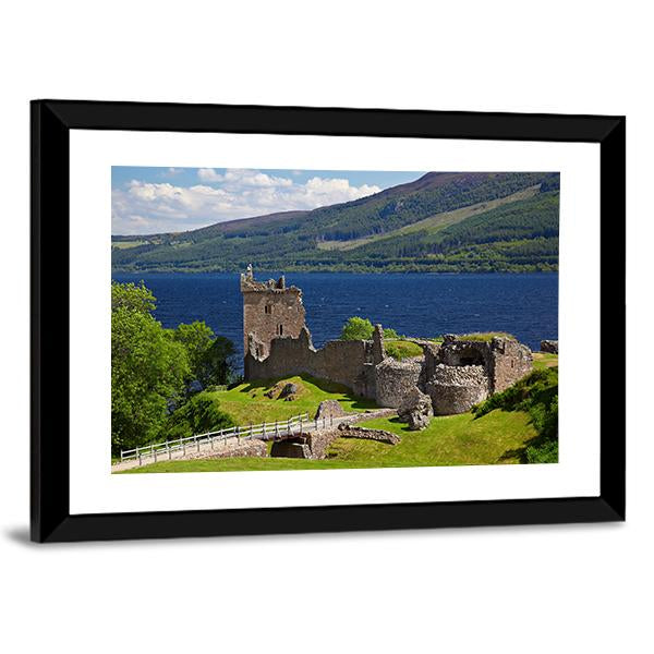 Urquhart Castle Near Loch Ness Lake Panoramic Canvas Wall Art-1 Piece-36" x 12"-Tiaracle