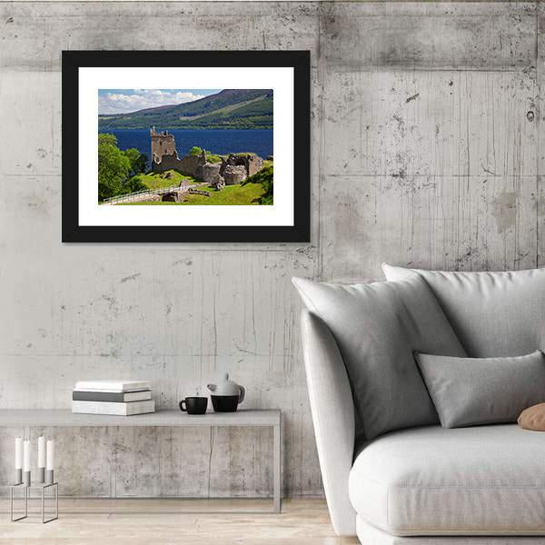Urquhart Castle Near Loch Ness Lake Panoramic Canvas Wall Art-1 Piece-36" x 12"-Tiaracle