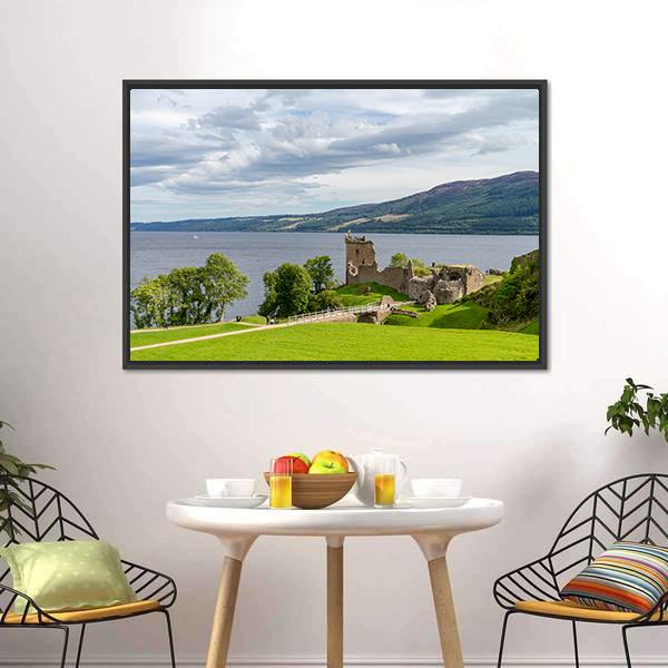 Urquhart Castle Scotland Canvas Wall Art-3 Horizontal-Gallery Wrap-25" x 16"-Tiaracle