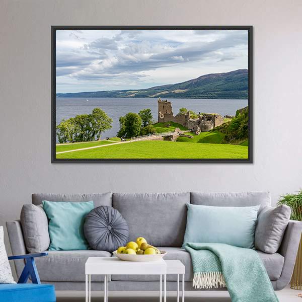 Urquhart Castle Scotland Canvas Wall Art-3 Horizontal-Gallery Wrap-25" x 16"-Tiaracle