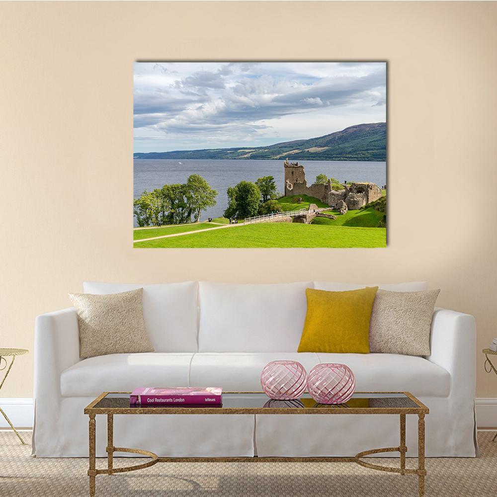 Urquhart Castle Scotland Canvas Wall Art-1 Piece-Gallery Wrap-48" x 32"-Tiaracle