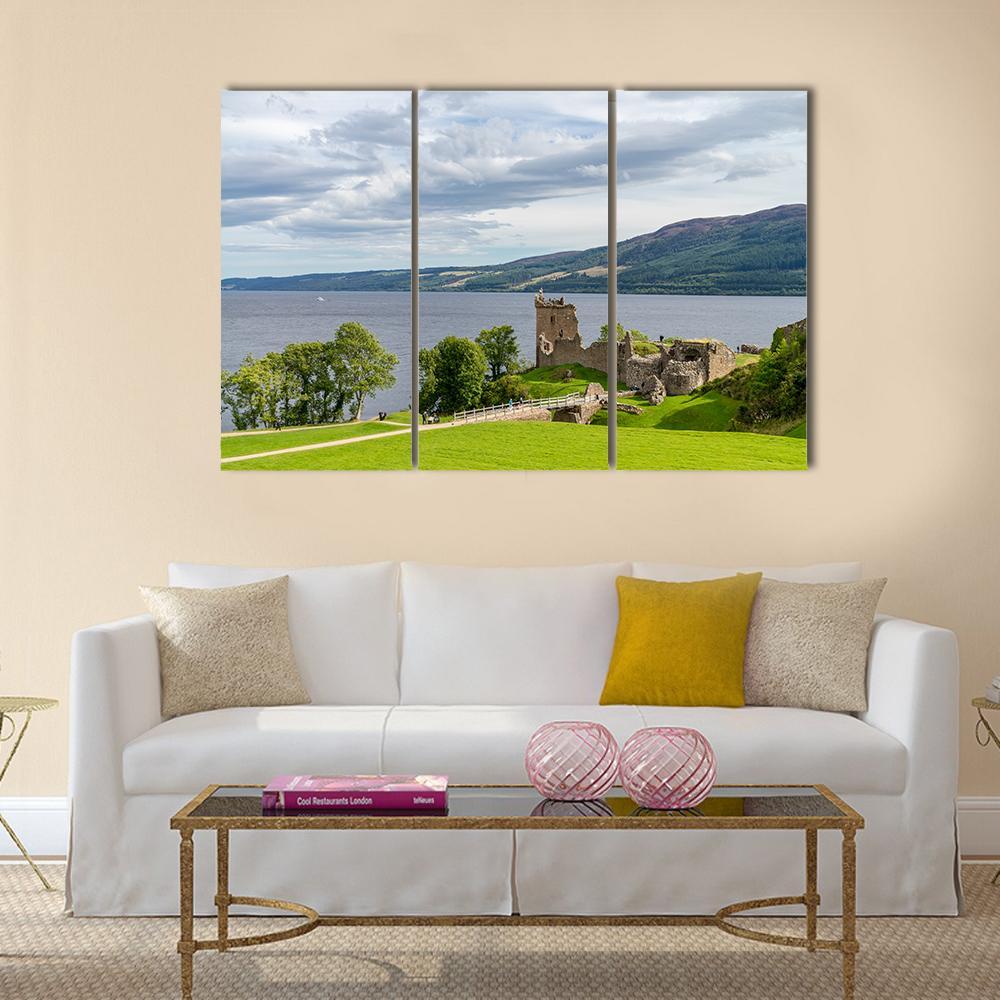 Urquhart Castle Scotland Canvas Wall Art-3 Horizontal-Gallery Wrap-37" x 24"-Tiaracle