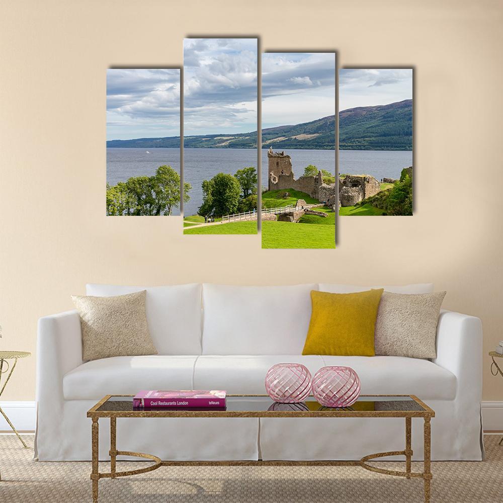 Urquhart Castle Scotland Canvas Wall Art-4 Pop-Gallery Wrap-50" x 32"-Tiaracle