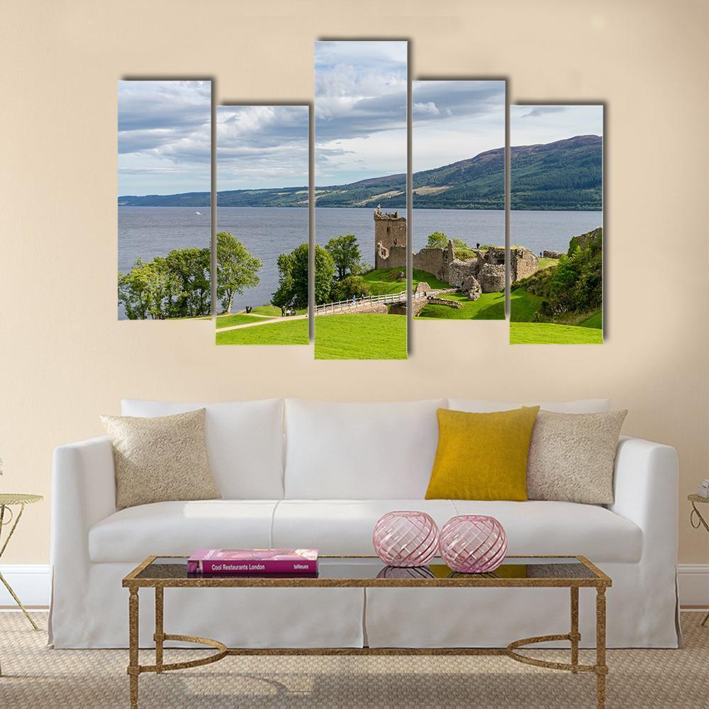 Urquhart Castle Scotland Canvas Wall Art-5 Pop-Gallery Wrap-47" x 32"-Tiaracle