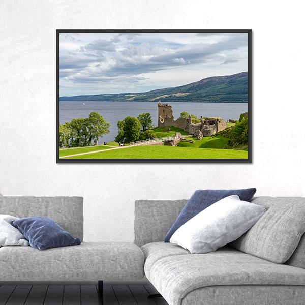Urquhart Castle Scotland Panoramic Canvas Wall Art-1 Piece-36" x 12"-Tiaracle