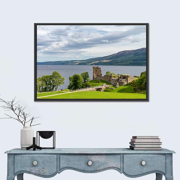Urquhart Castle Scotland Panoramic Canvas Wall Art-1 Piece-36" x 12"-Tiaracle