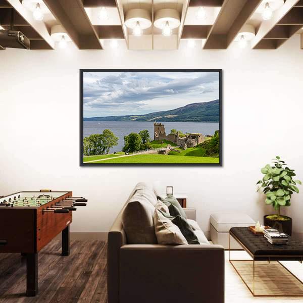 Urquhart Castle Scotland Panoramic Canvas Wall Art-1 Piece-36" x 12"-Tiaracle