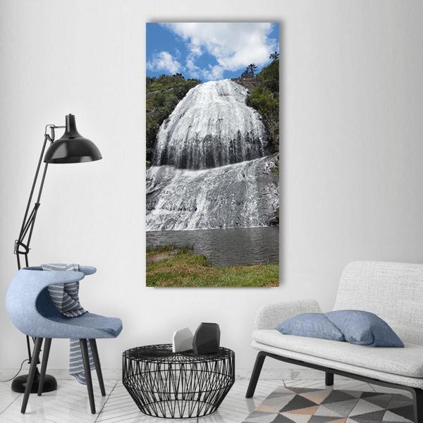 Urubici Waterfall In Brazil Vertical Canvas Wall Art-1 Vertical-Gallery Wrap-12" x 24"-Tiaracle