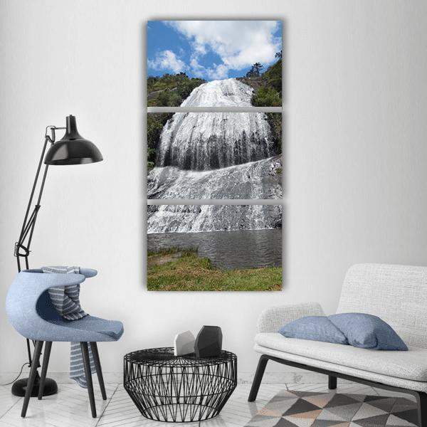 Urubici Waterfall In Brazil Vertical Canvas Wall Art-3 Vertical-Gallery Wrap-12" x 25"-Tiaracle