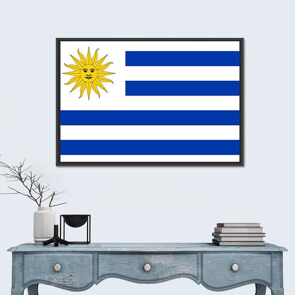 Uruguay Flag Canvas Wall Art-1 Piece-Floating Frame-24" x 16"-Tiaracle