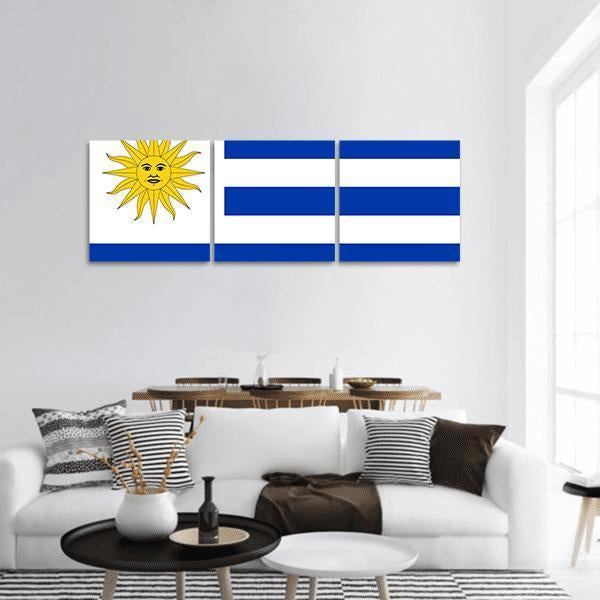 Uruguay Flag Panoramic Canvas Wall Art-3 Piece-25" x 08"-Tiaracle