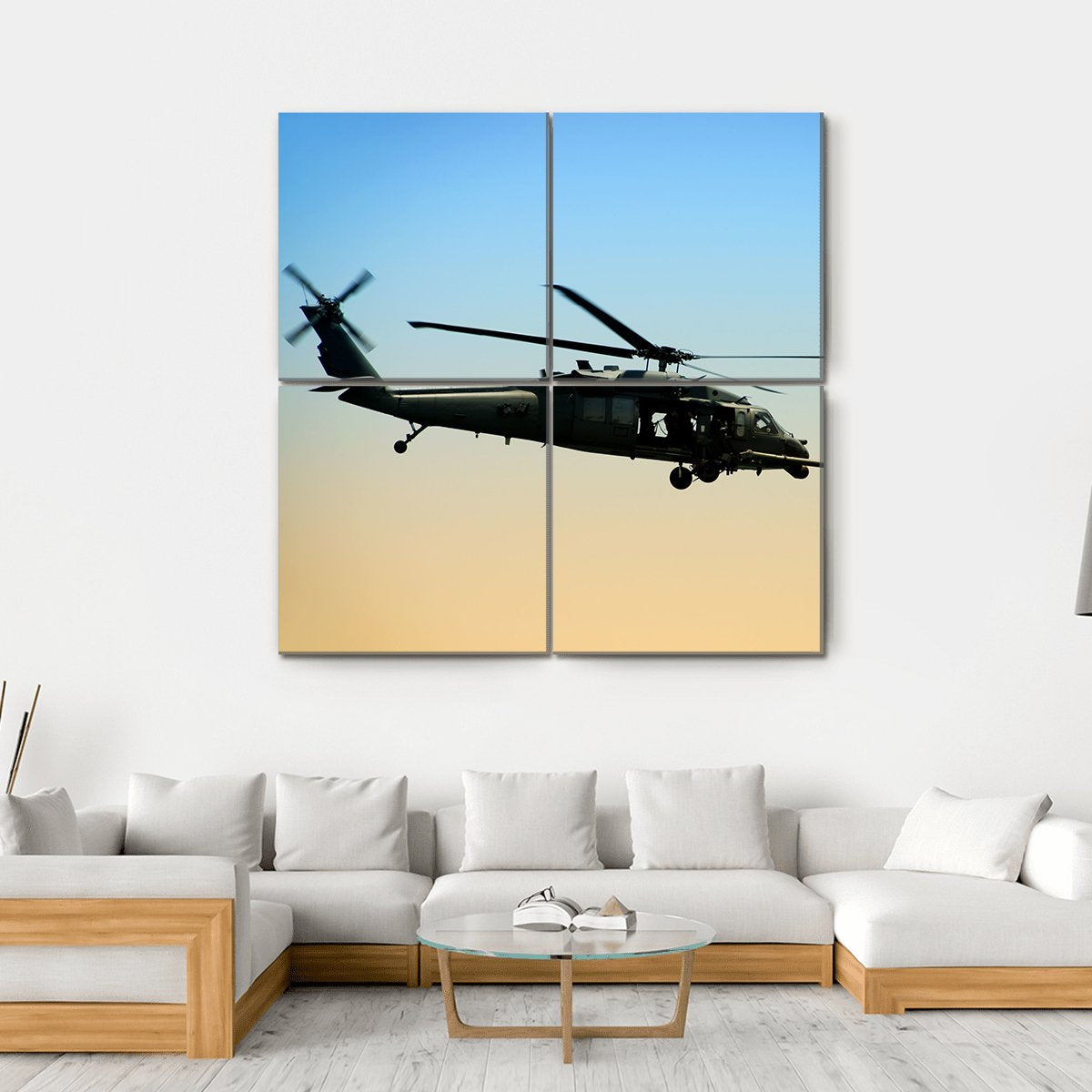US Army Helicopter Canvas Wall Art-4 Square-Gallery Wrap-17" x 17"-Tiaracle
