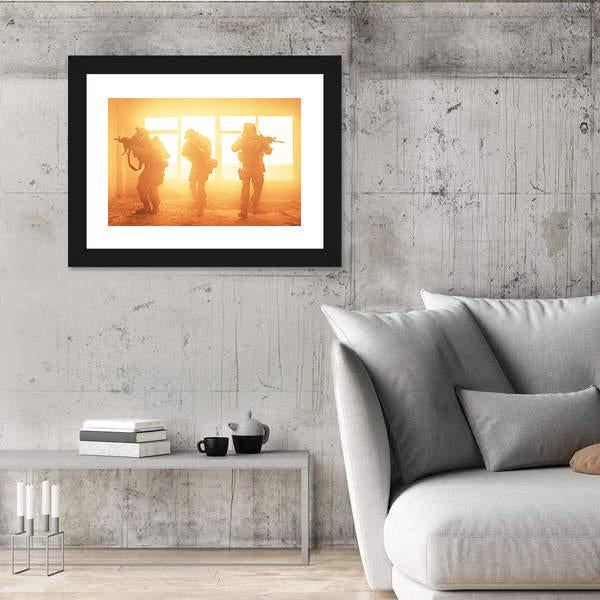 US Army Rangers In The Military Operation Canvas Wall Art-5 Horizontal-Gallery Wrap-22" x 12"-Tiaracle