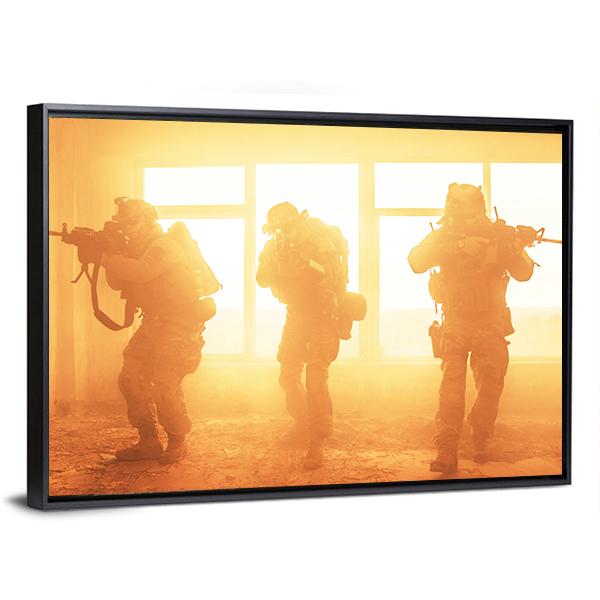 US Army Rangers In The Military Operation Canvas Wall Art-5 Horizontal-Gallery Wrap-22" x 12"-Tiaracle