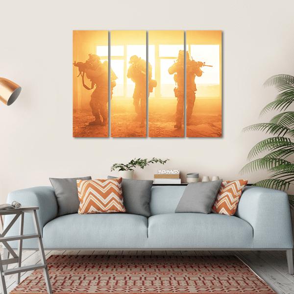 US Army Rangers In The Military Operation Canvas Wall Art-4 Horizontal-Gallery Wrap-34" x 24"-Tiaracle