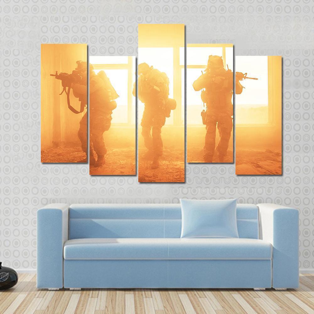 US Army Rangers In The Military Operation Canvas Wall Art-1 Piece-Gallery Wrap-48" x 32"-Tiaracle
