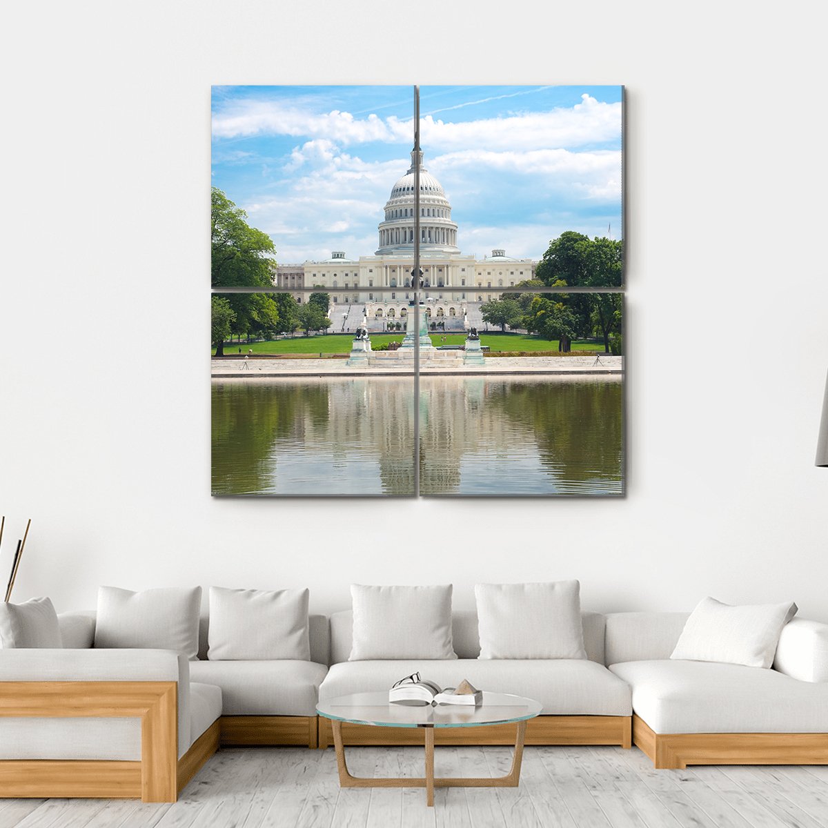 US Capitol In Washington Canvas Wall Art-4 Square-Gallery Wrap-17" x 17"-Tiaracle