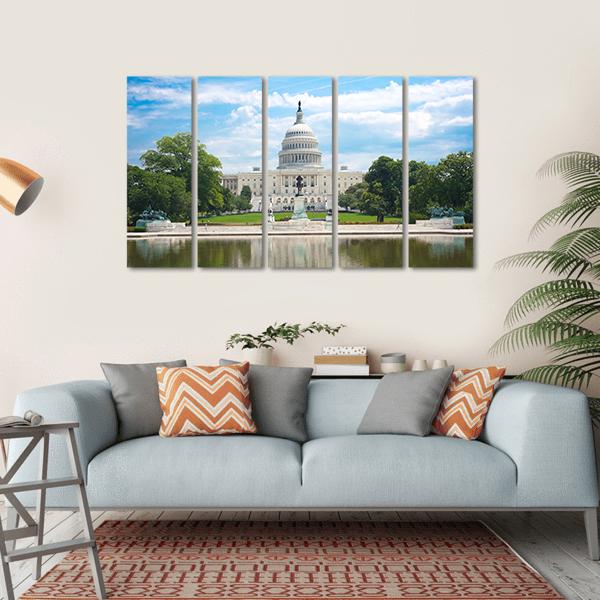 US Capitol In Washington Canvas Wall Art-5 Horizontal-Gallery Wrap-22" x 12"-Tiaracle