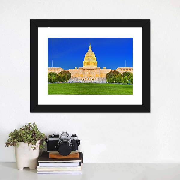 US Congress Building Canvas Wall Art-1 Piece-Framed Print-20" x 16"-Tiaracle