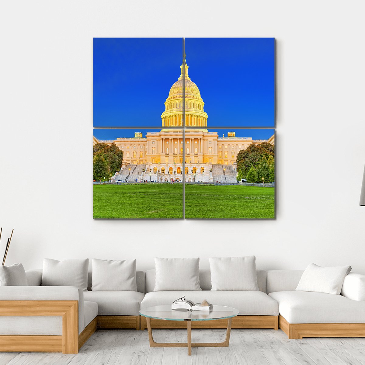 US Congress Building Canvas Wall Art-4 Square-Gallery Wrap-17" x 17"-Tiaracle