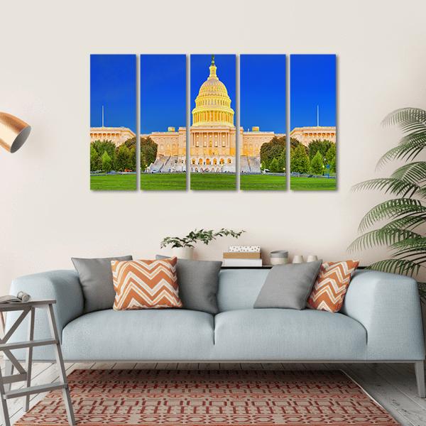 US Congress Building Canvas Wall Art-5 Horizontal-Gallery Wrap-22" x 12"-Tiaracle