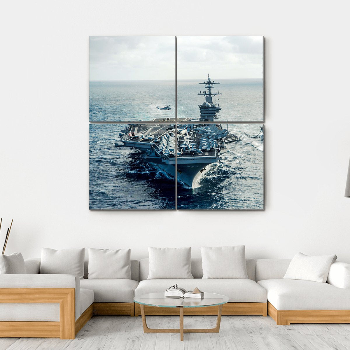 US Navy Crossing The Ocean Canvas Wall Art-4 Square-Gallery Wrap-17" x 17"-Tiaracle