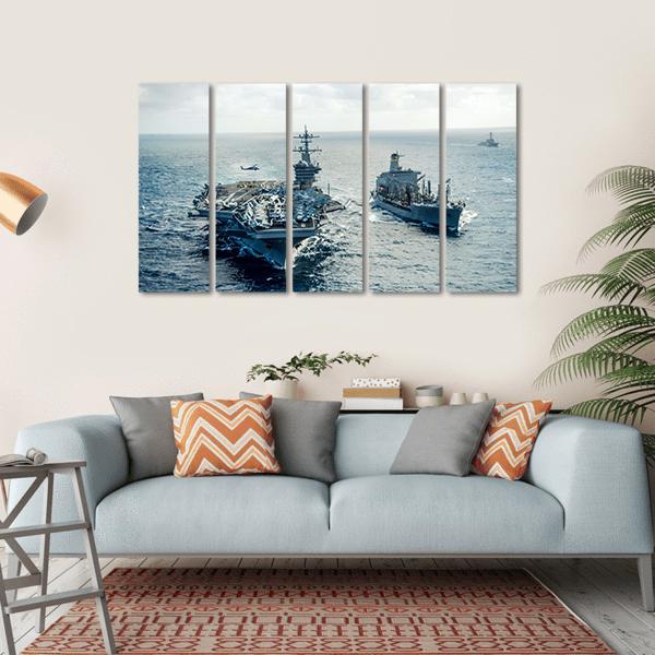 US Navy Crossing The Ocean Canvas Wall Art-5 Horizontal-Gallery Wrap-22" x 12"-Tiaracle