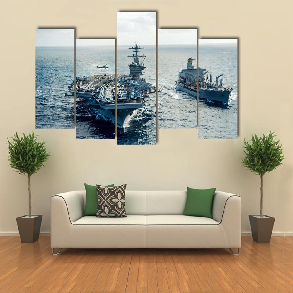 US Navy Crossing The Ocean Canvas Wall Art-5 Pop-Gallery Wrap-32" x 21"-Tiaracle