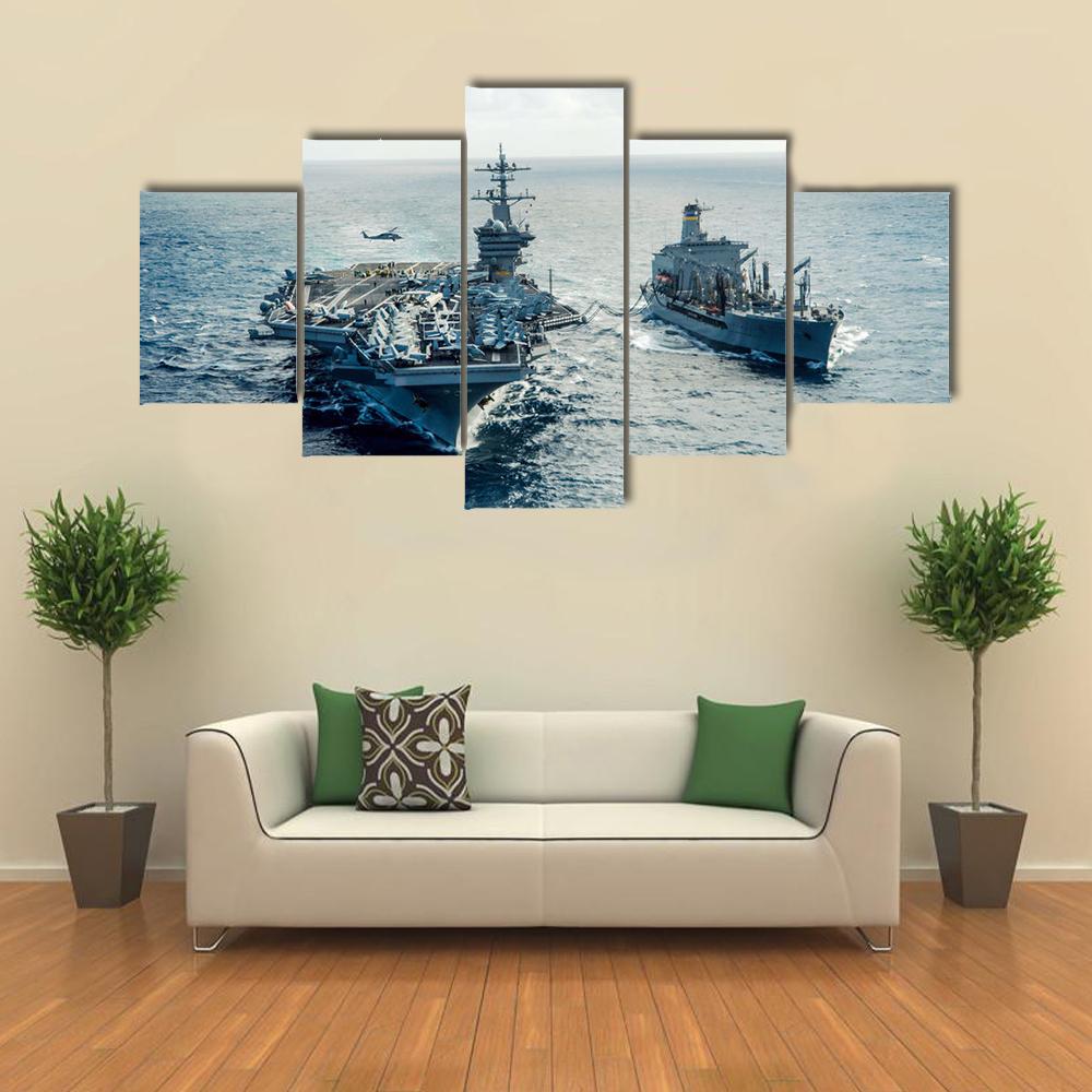 US Navy Crossing The Ocean Canvas Wall Art-5 Star-Gallery Wrap-42" x 21"-Tiaracle