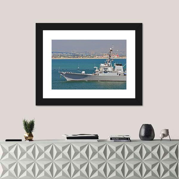 US Navy Guided Missile Destroyer Canvas Wall Art-1 Piece-Framed Print-20" x 16"-Tiaracle
