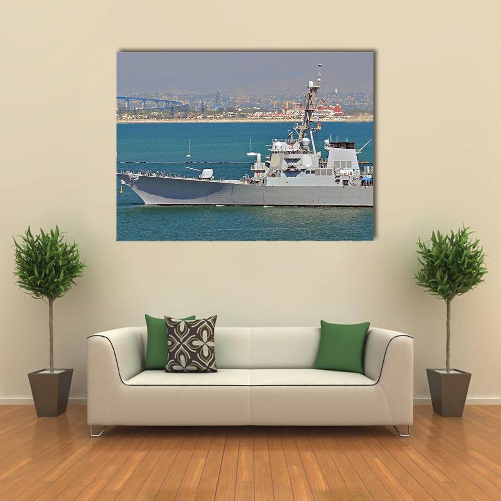 US Navy Guided Missile Destroyer Canvas Wall Art-1 Piece-Gallery Wrap-48" x 32"-Tiaracle