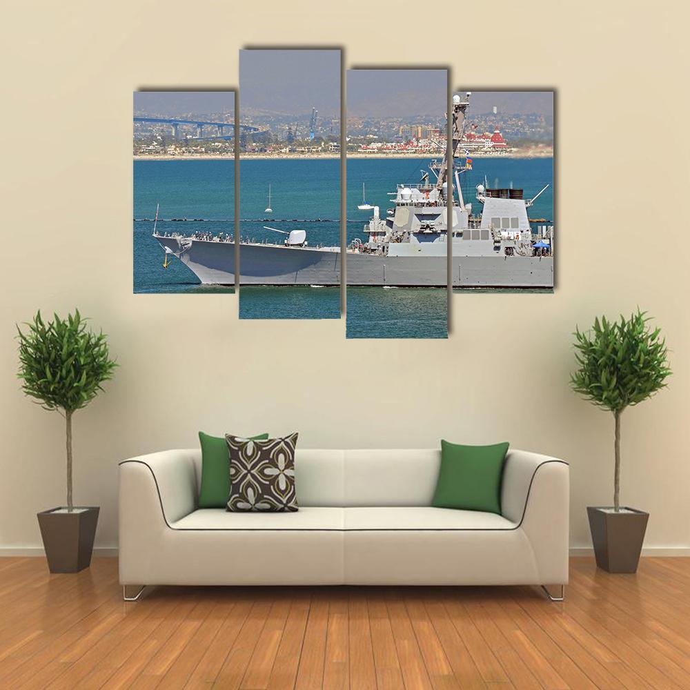 US Navy Guided Missile Destroyer Canvas Wall Art-4 Pop-Gallery Wrap-50" x 32"-Tiaracle