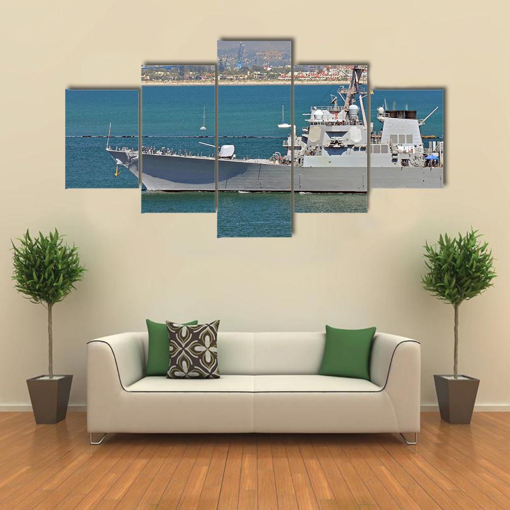 US Navy Guided Missile Destroyer Canvas Wall Art-5 Star-Gallery Wrap-62" x 32"-Tiaracle
