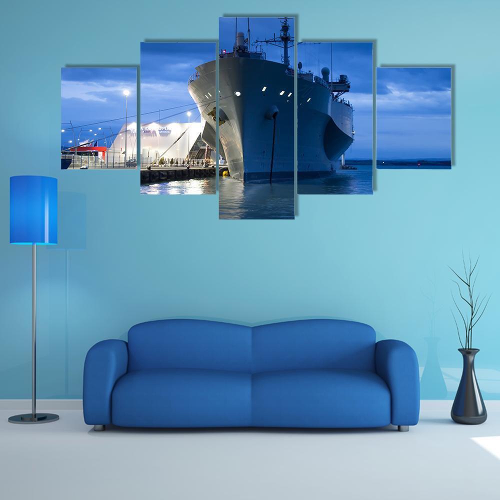 US Navy Vessel Canvas Wall Art-5 Star-Gallery Wrap-62" x 32"-Tiaracle