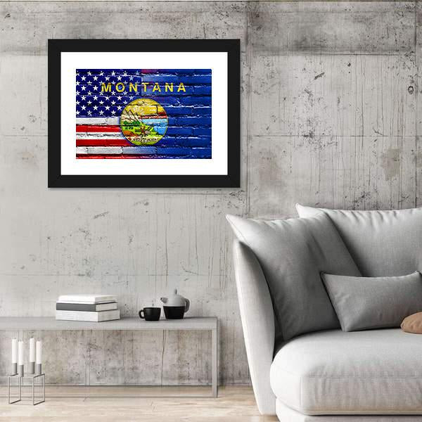 USA And Montana State Flag Canvas Wall Art-5 Horizontal-Gallery Wrap-22" x 12"-Tiaracle