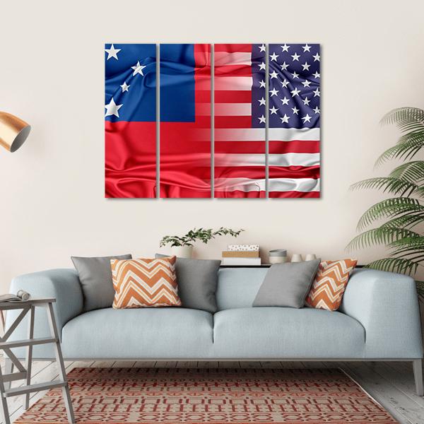 USA And Samoa Canvas Wall Art-4 Horizontal-Gallery Wrap-34" x 24"-Tiaracle