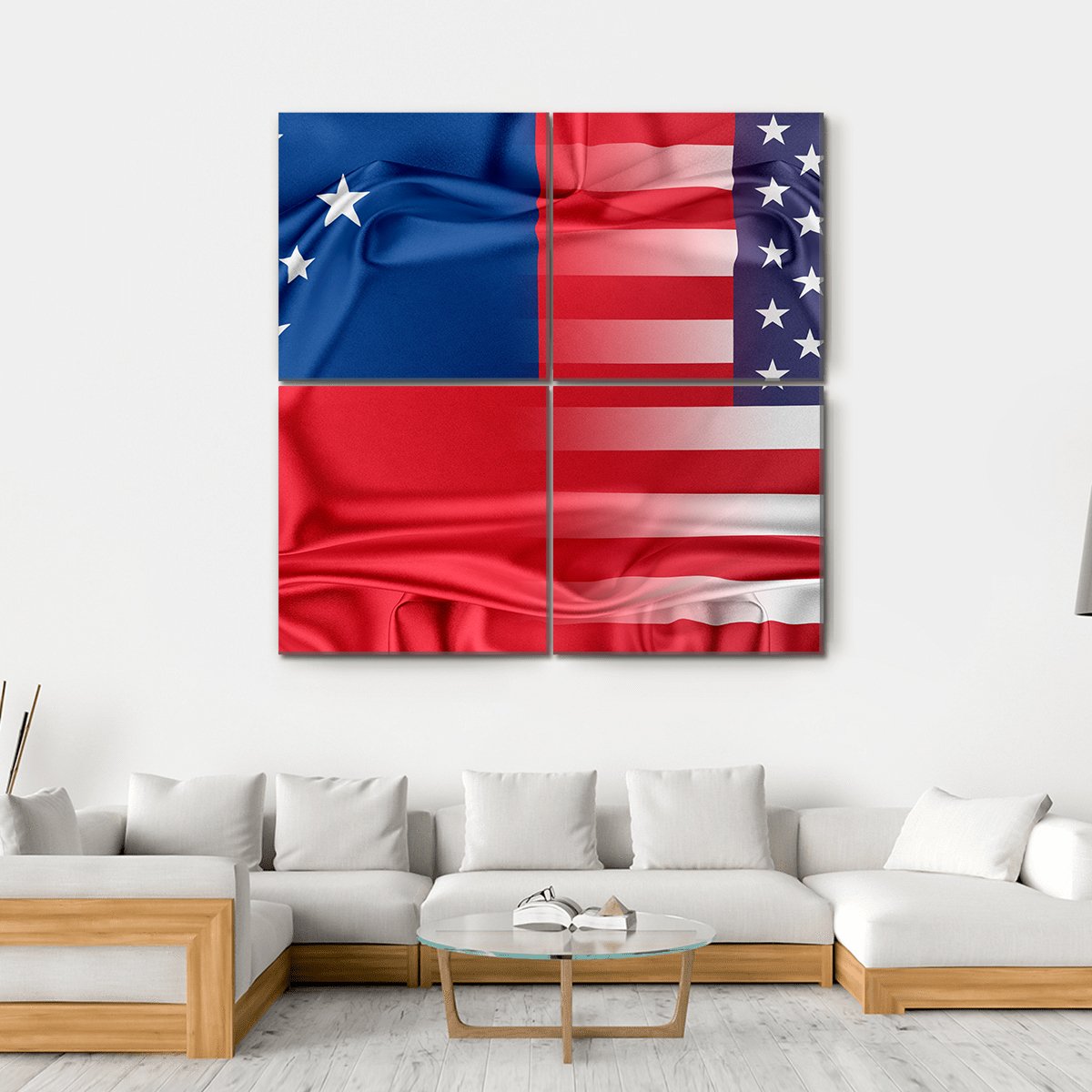 USA And Samoa Canvas Wall Art-4 Square-Gallery Wrap-17" x 17"-Tiaracle