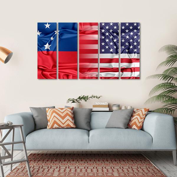 USA And Samoa Canvas Wall Art-5 Horizontal-Gallery Wrap-22" x 12"-Tiaracle