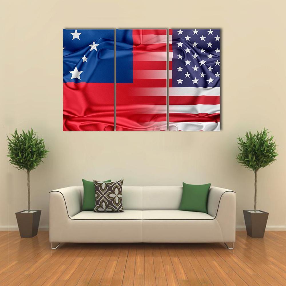 USA And Samoa Canvas Wall Art-3 Horizontal-Gallery Wrap-37" x 24"-Tiaracle