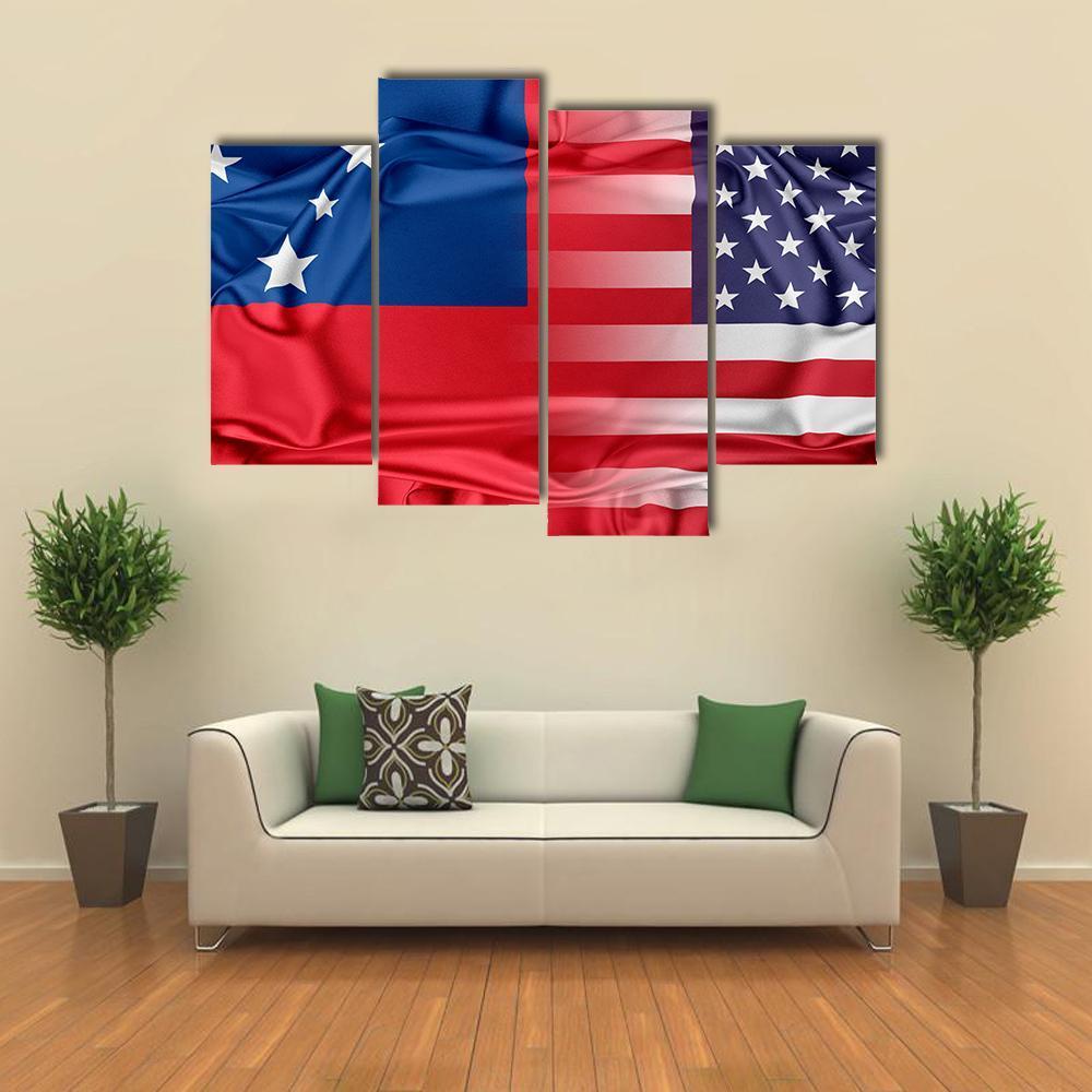 USA And Samoa Canvas Wall Art-4 Pop-Gallery Wrap-50" x 32"-Tiaracle