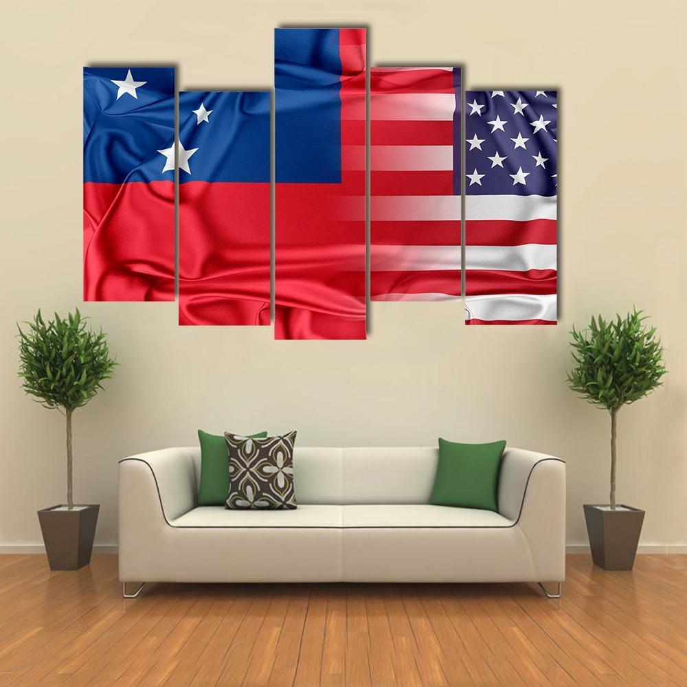 USA And Samoa Canvas Wall Art-5 Pop-Gallery Wrap-47" x 32"-Tiaracle