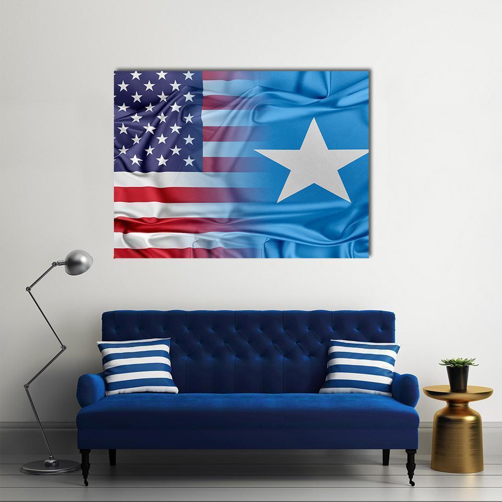 USA And Somalia Flag Canvas Wall Art-4 Horizontal-Gallery Wrap-34" x 24"-Tiaracle