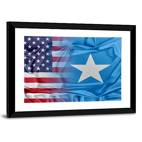 USA And Somalia Flag Canvas Wall Art-3 Horizontal-Gallery Wrap-25" x 16"-Tiaracle